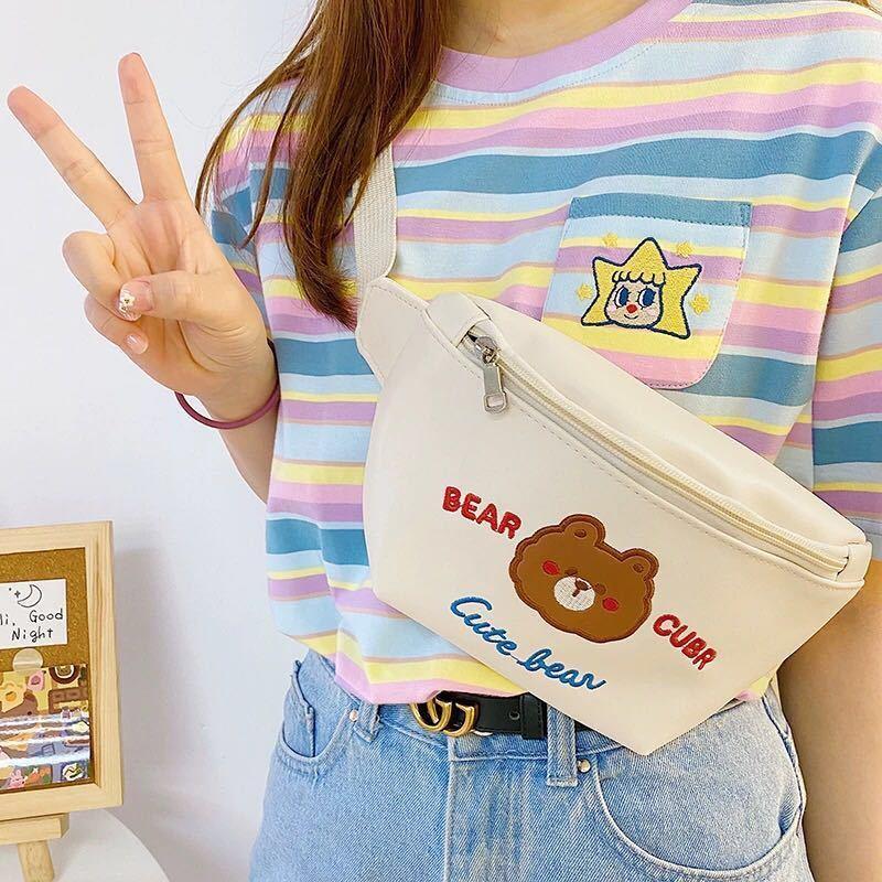 Japanese Students WildinsKorean Style Slanted Chest Bag Women2020New Fashion Net Popular Cute Bear Purse