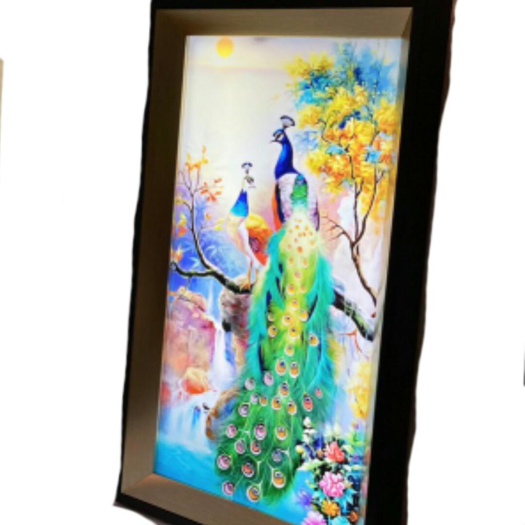 Tranh đèn LED 3D nghệ thuật - 3 chế độ ánh sáng sử dụng trang trí nội thất gia đình mang phong cách châu âu