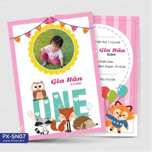 Thiệp thôi nôi – sinh nhật theo yêu cầu Pluxi