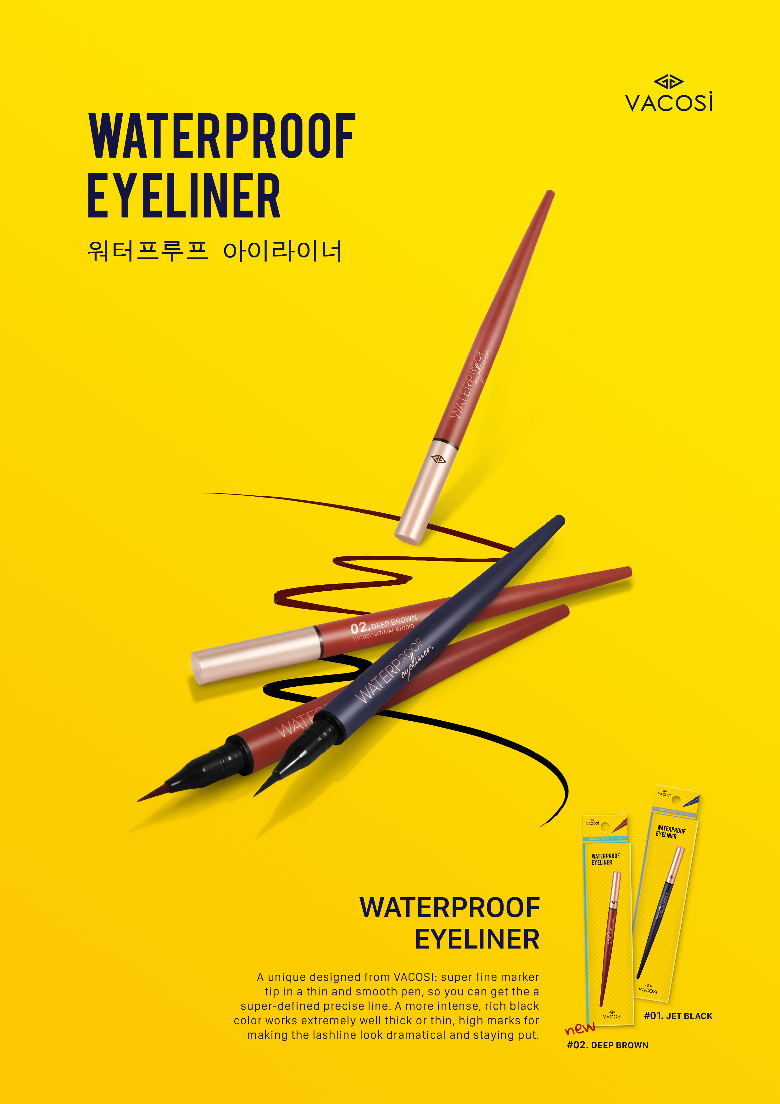 Bút Kẻ Mắt Nước Siêu Lì Vacosi Natutal Studio Waterproof Eyeliner