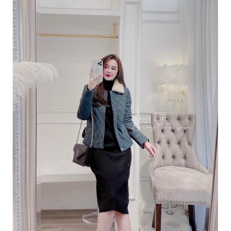 Áo phao da trám cổ lông lót lông mã 8821 hàng chuẩn tag mác