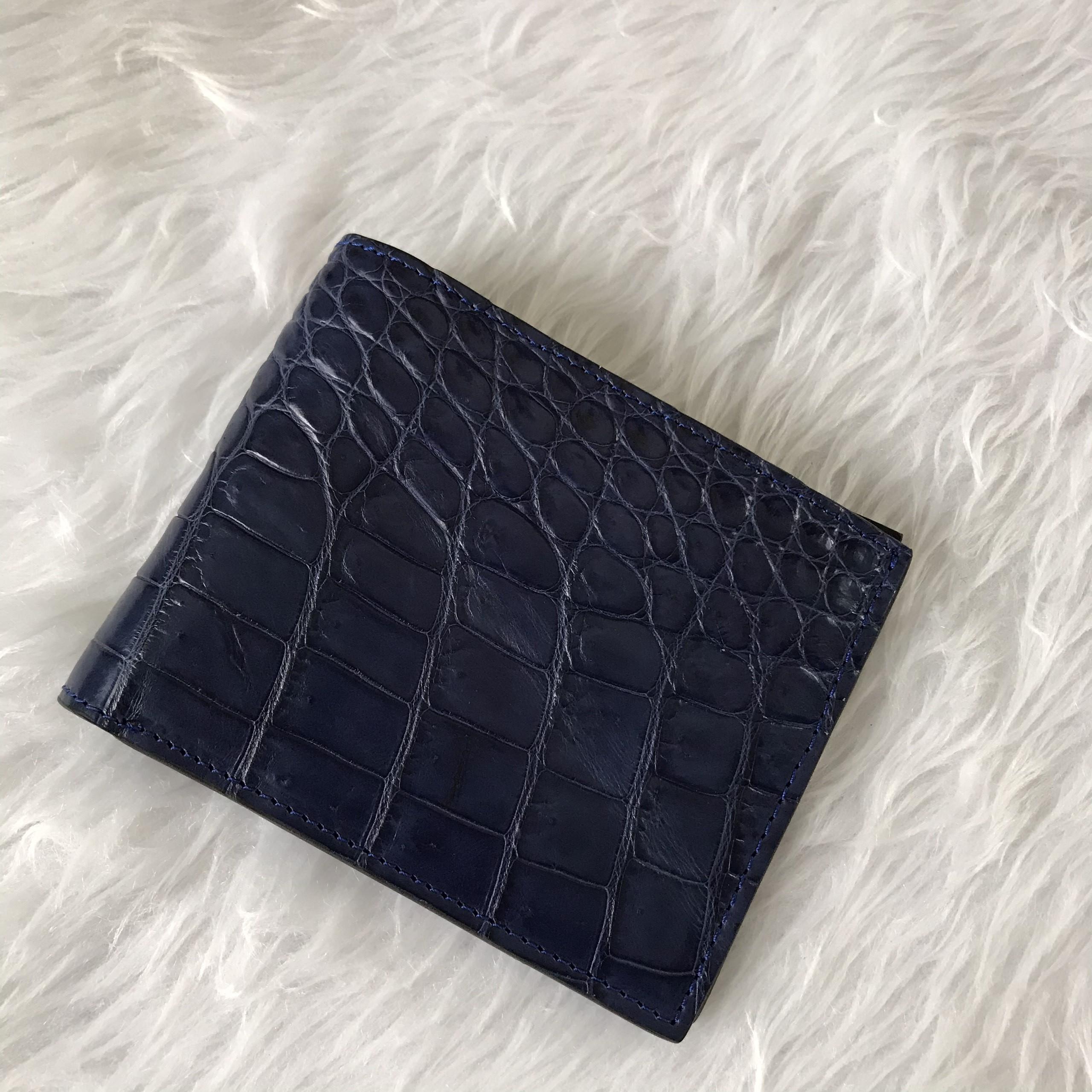VÍ DA CÁ SẤU XANH NAVY--VÂN BỤNG CÁ SẤU