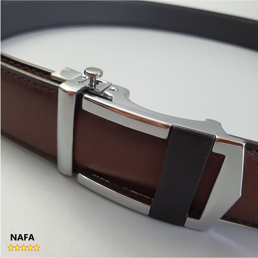 Thắt lưng nam, Dây lưng nam da bò thật NAFA BL113 khóa trượt nút bấm tinh tế  sang trọng - Màu Đen/ Nâu, BH 3 năm