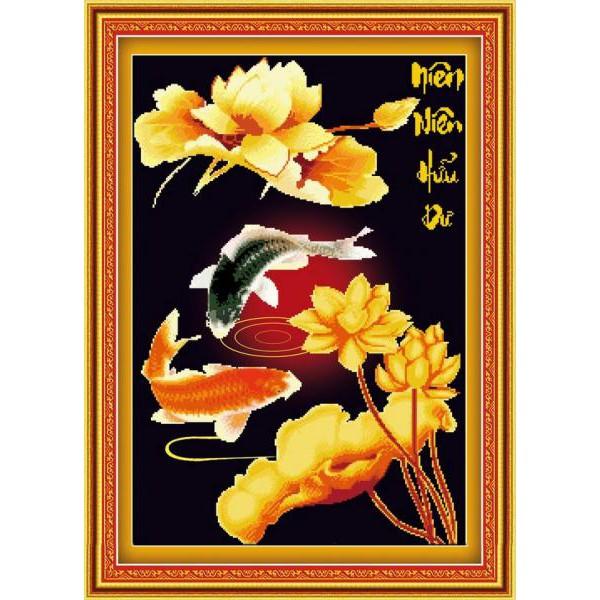 Tranh thêu chữ thập Niên niên hữu dư DLH-222800