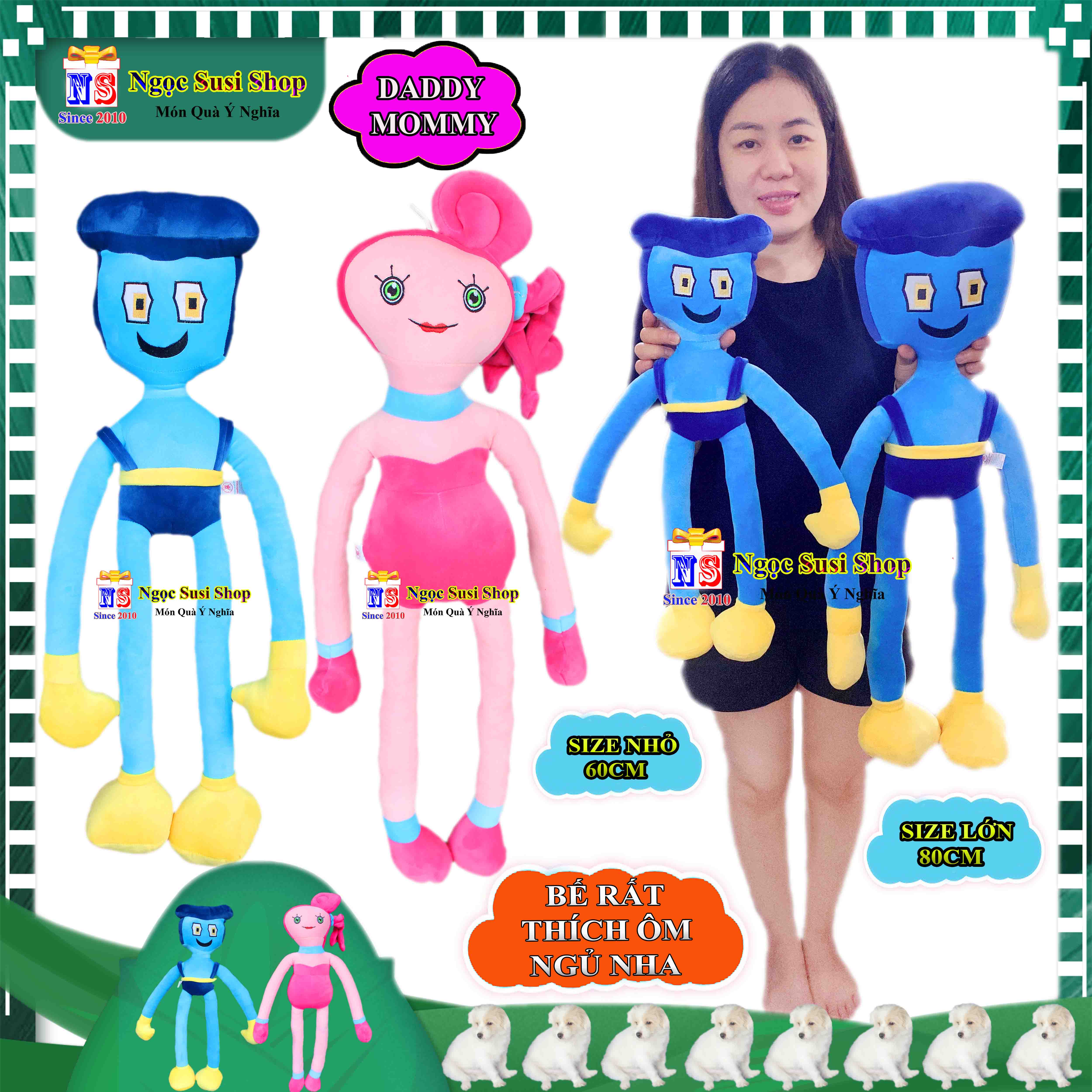 THÚ NHỒI BÔNG MOMMY DADDY LONG LEGS SIÊU DỄ THƯƠNG CHO BÉ ÔM NGỦ - GẤU BÔNG MOMMY DADDY CHO BÉ