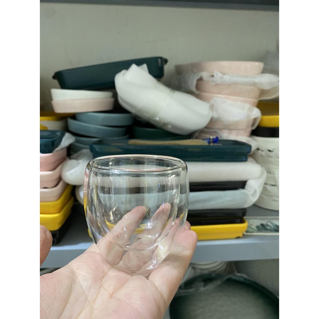 Cốc trà 2 lớp 80ml thủy tinh chịu nhiệt k chì cao cấp xuất khẩu Borosilicate, chịu nhiệt 150 độ C k nứt vỡ