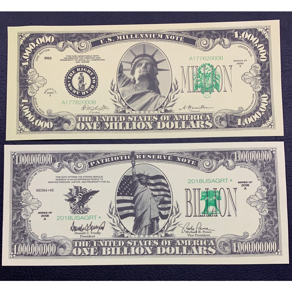 Combo 2 tờ tiền lưu niệm 1 triệu Đôla và 1 tỷ USD Mỹ , hàng sưu tầm độc đáo từ Mỹ