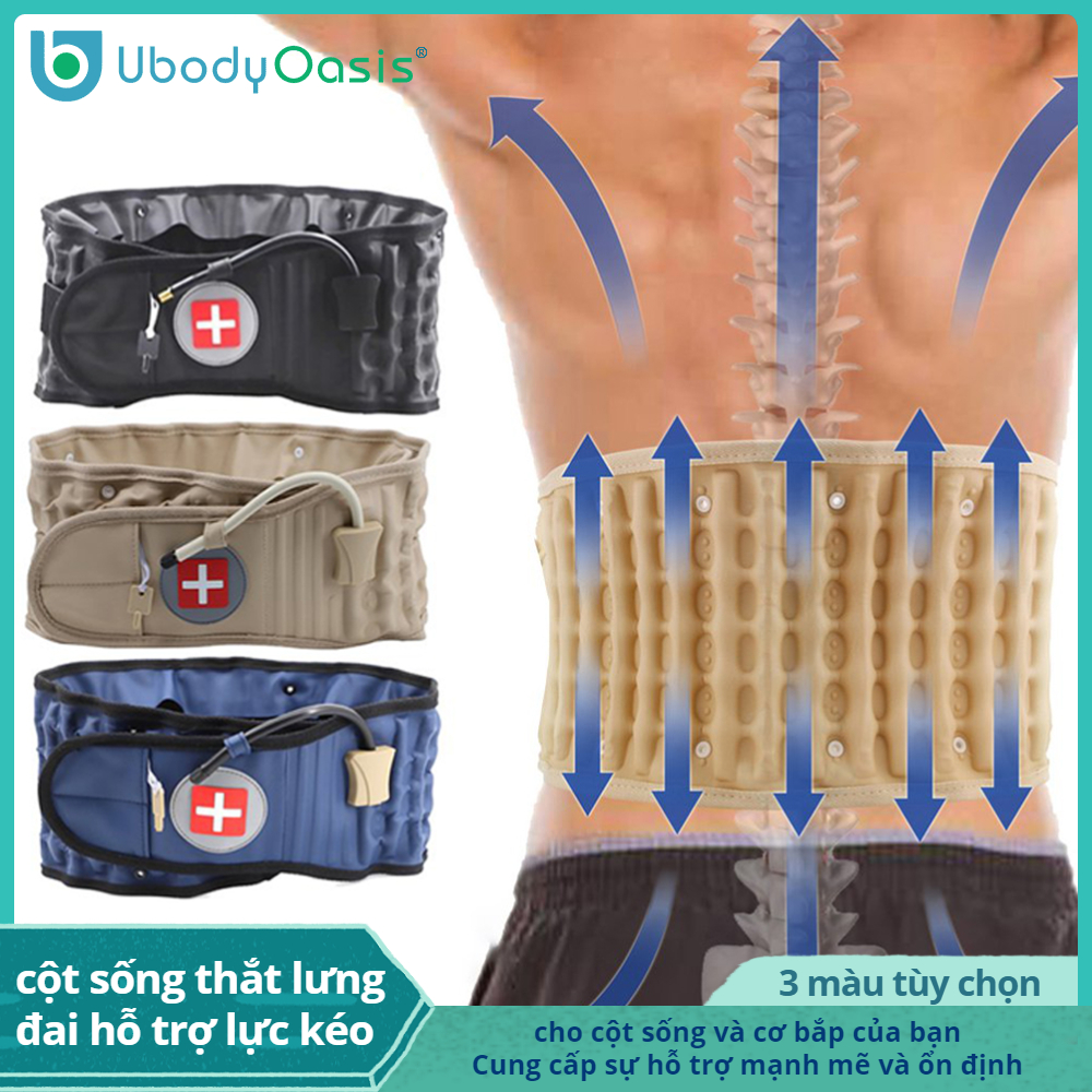 UbodyOasis Hỗ trợ và cố định máy kéo thắt lưng, giảm đau thắt lưng và đai chăm sóc giảm áp, hỗ trợ thắt lưng bơm hơi