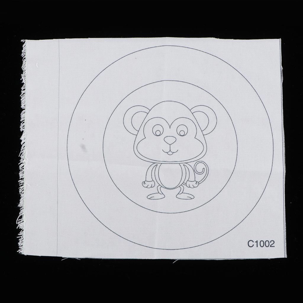 2 Sets Punch Needle Embroidery Kit Soft Yarn DIY Needlework Lovely Animal 15cm