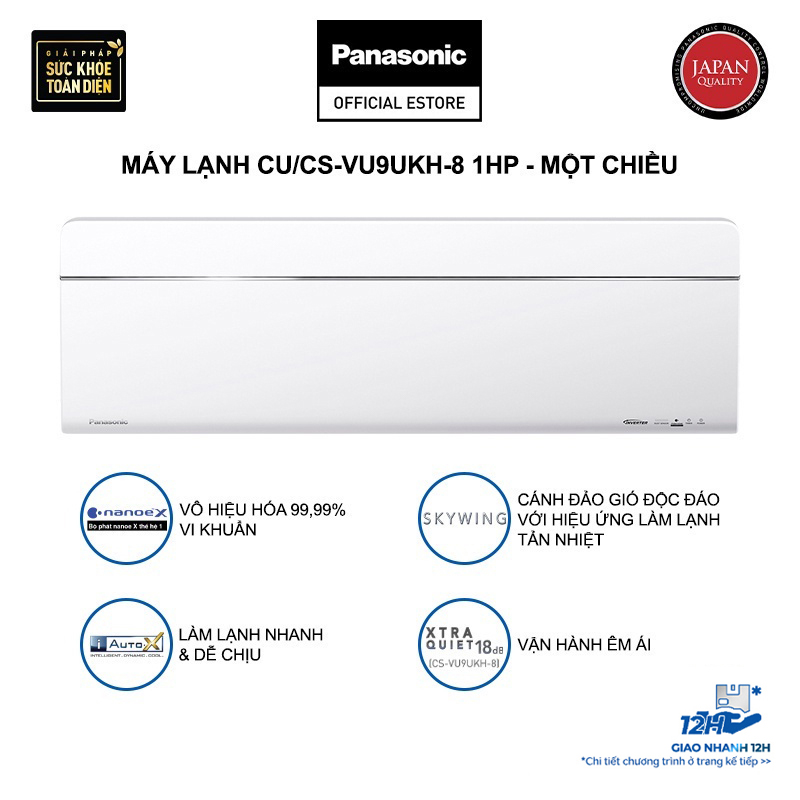 Máy lạnh Panasonic CU/CS-VU9UKH-8 - Một chiều - Inverter sang trọng Sky series - Hàng Chính Hãng