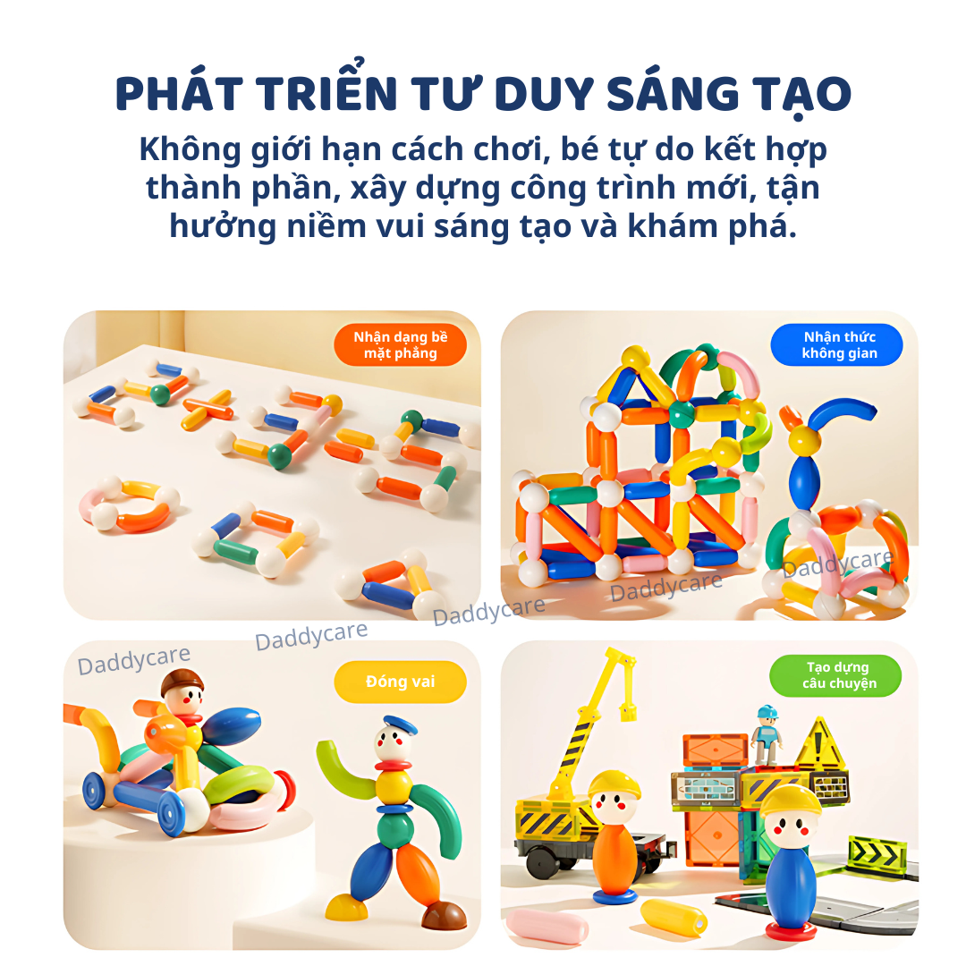Đồ chơi lắp ráp nam châm Mideer Mideer Growth PLUS Magnetic Building Sticks