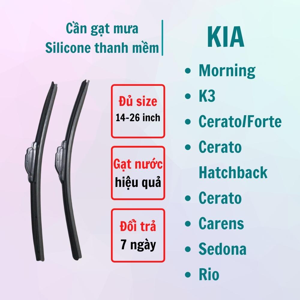 Cần gạt mưa VTS A8 lưỡi Silicone loại thanh mềm dành cho xe Kia-Morning-K3-Cerato-Forte-Carens-Rio-Sorento-Sedona-Soul-Sportage