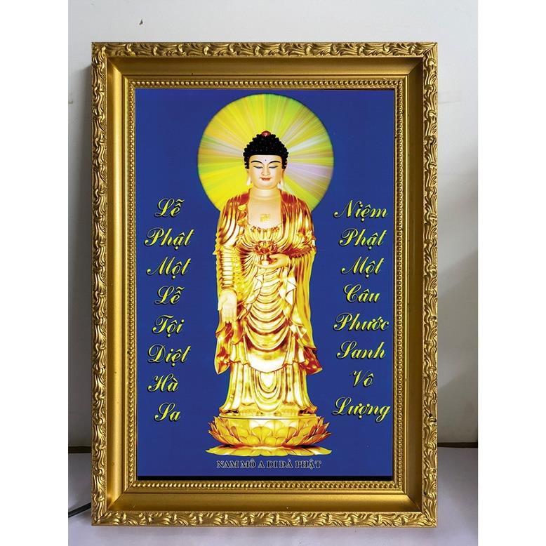 Tranh phật đèn led tam thánh, phật quan âm trang trí phòng thờ cao cấp nhiều mẫu