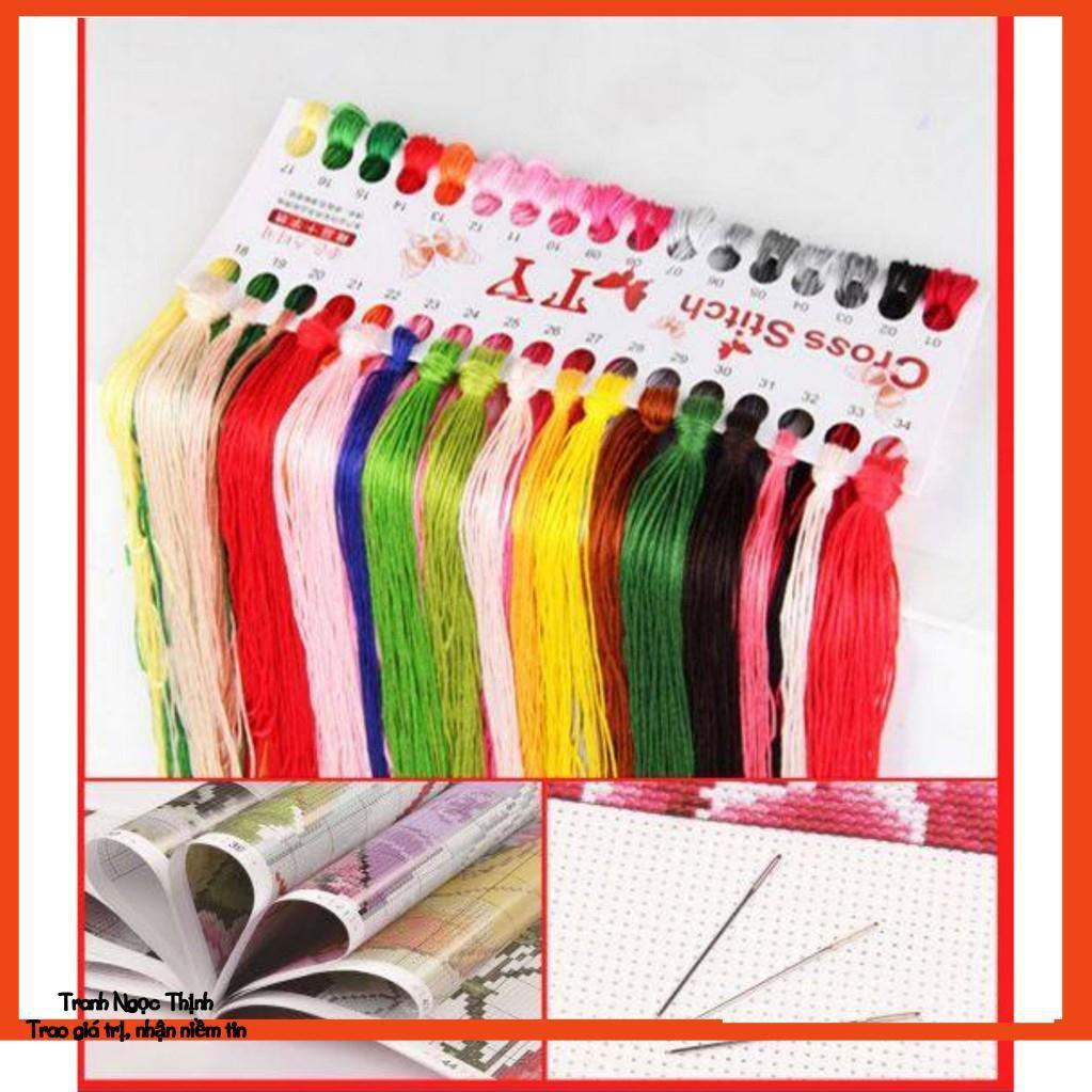 FreeShip 250k Toàn Quốc-Tranh thêu chữ thập cao cấp cá hoa sen Phú Quý Gia Hoà AL53507- KT: 97x41Cm