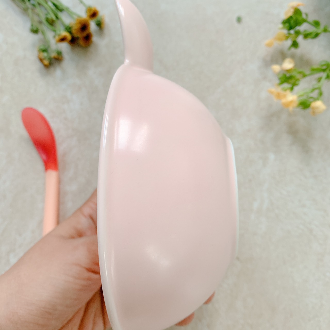 Chén Sứ Ăn Dặm Cho Bé Kiểu Nhật Hình Thỏ Hồng