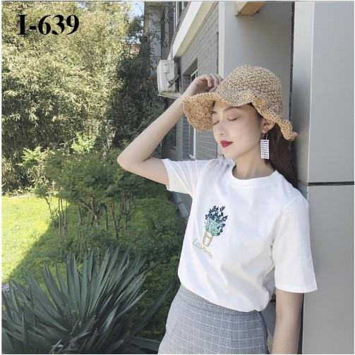 Áo Thun Nữ Tay Lỡ Logo Hoa Nhí - I639