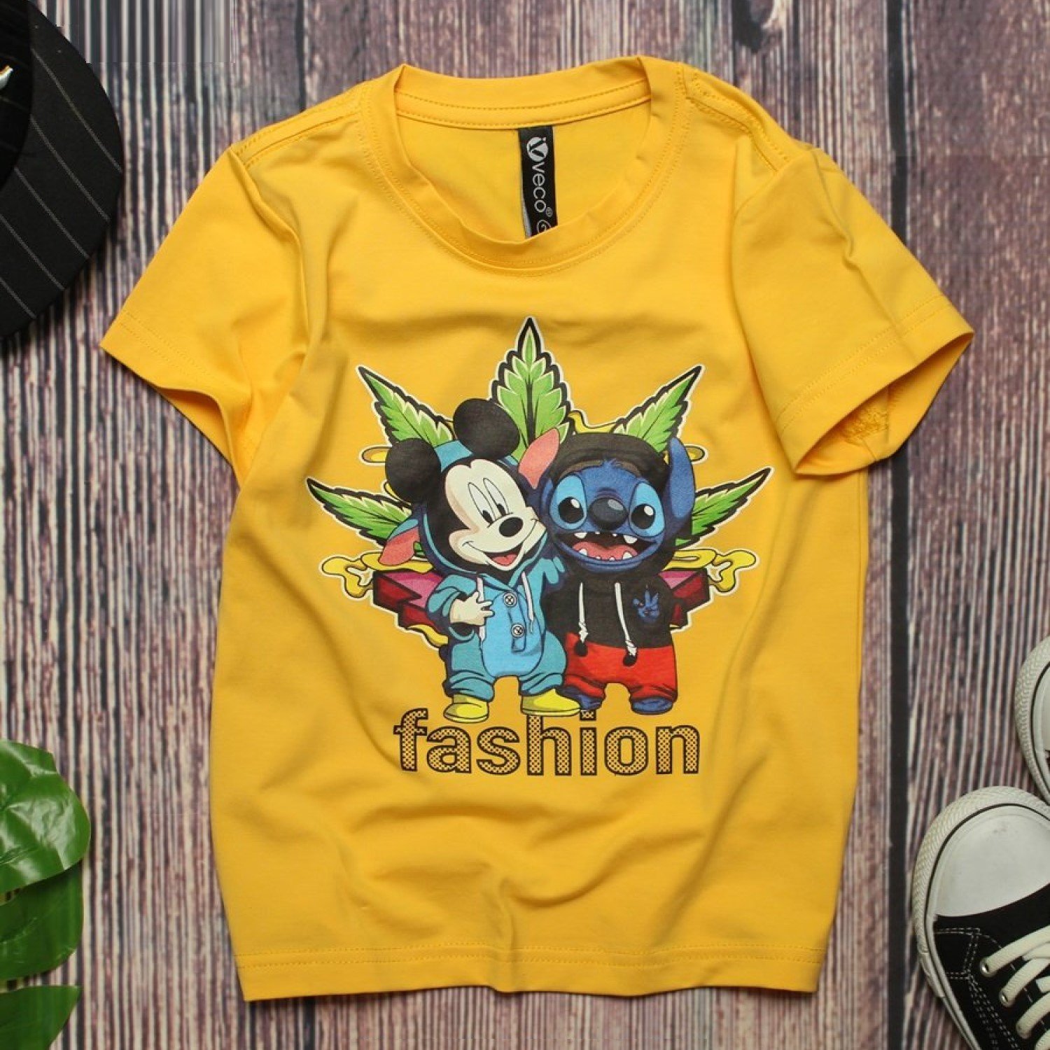 A0003426 Áo thun tay ngắn màu vàng siêu cute cho bé 6-12 tuổi
