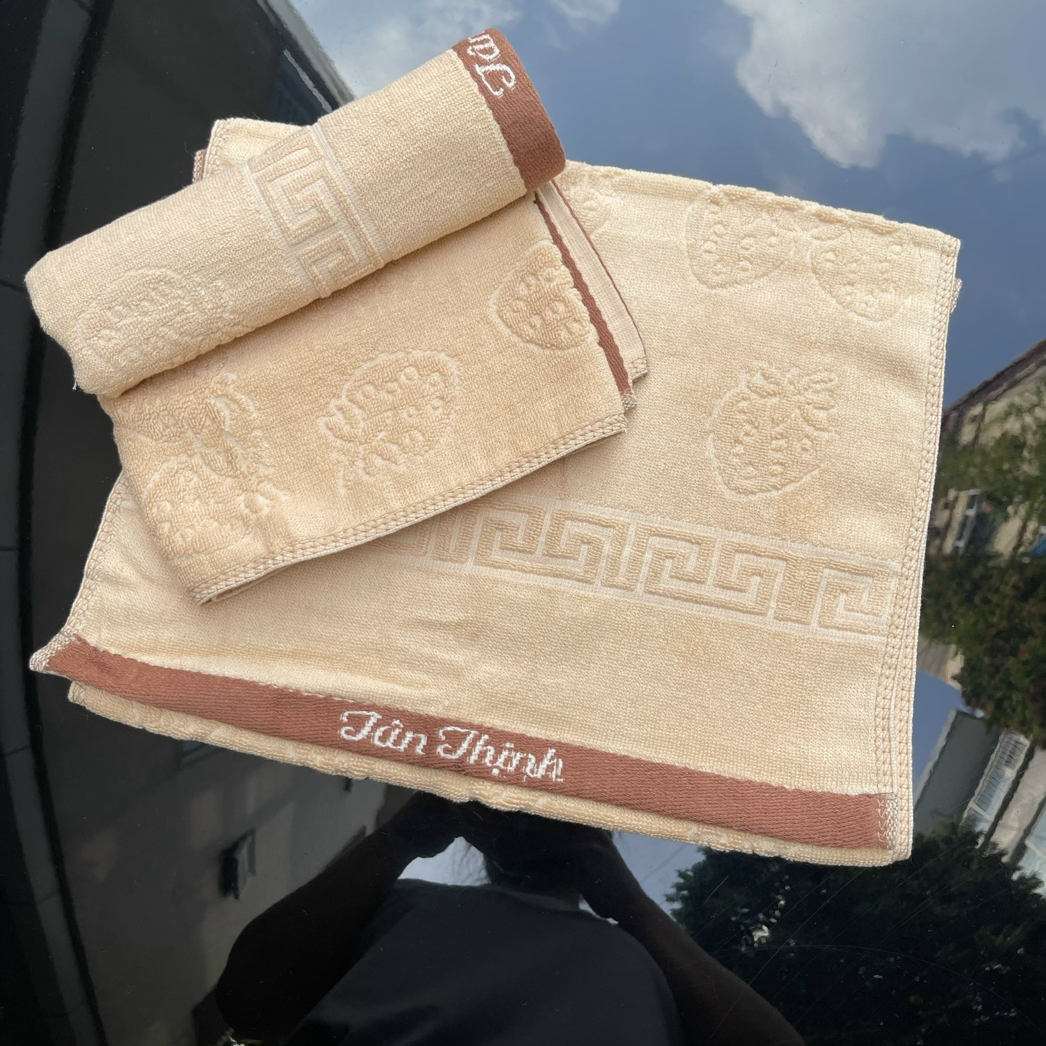 Khăn mặt hoa nở chìm cao cấp Tân Thịnh, kt 30x 50cm