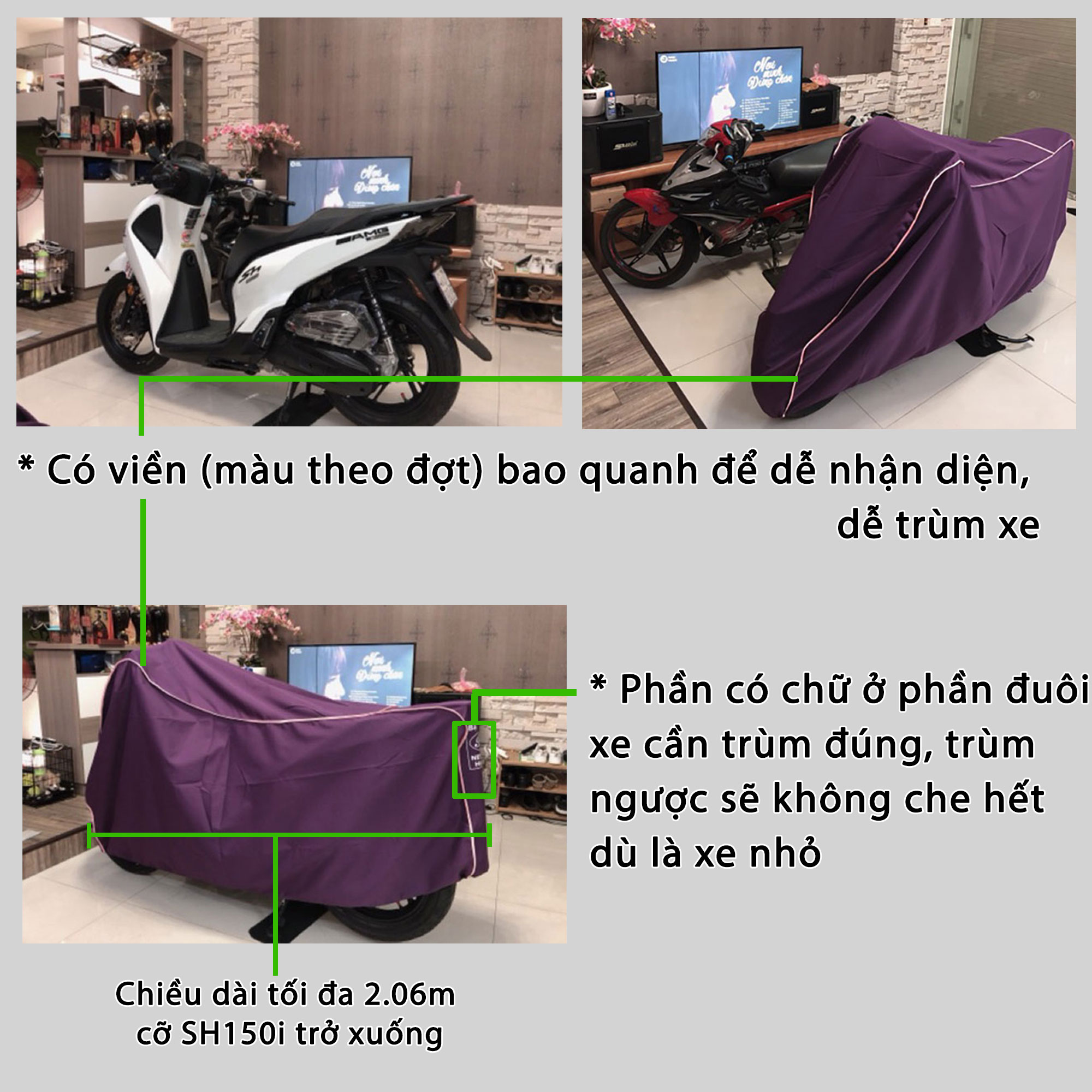 Bạt phủ trùm xe máy che mưa nắng dòng xe lớn SH, Moto - MS-ShopNCC-BatXeMay