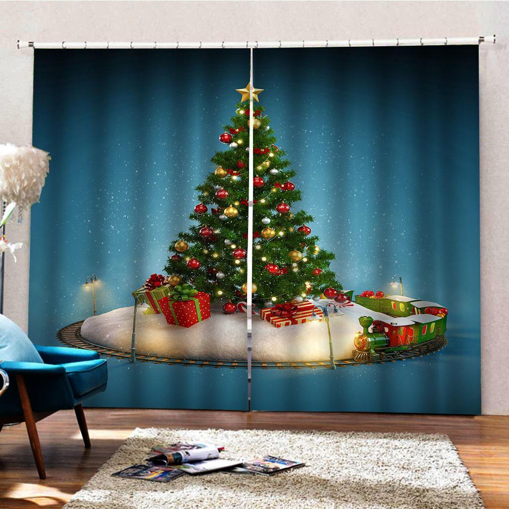 2pcs/ Christmas Living Room Bedroom Window Drapes Decor Curtains