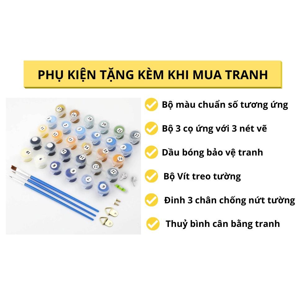 Tranh sơn dầu số hoá có khung -Tranh tô màu theo số hoa