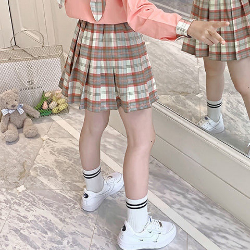 Bộ váy + áo ngắn tay màu hồng phong cách Hàn Quốc hiện đại trẻ trung cho bé cao từ 110-160cm