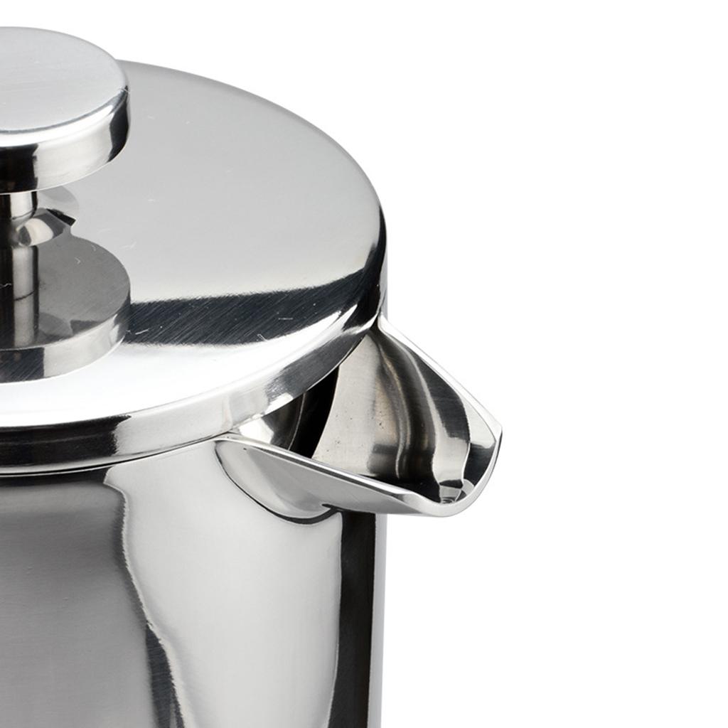 French Coffee Press Maker, Stainless Steel French Press Machine for Coffee Tea Camping Office, SIlver