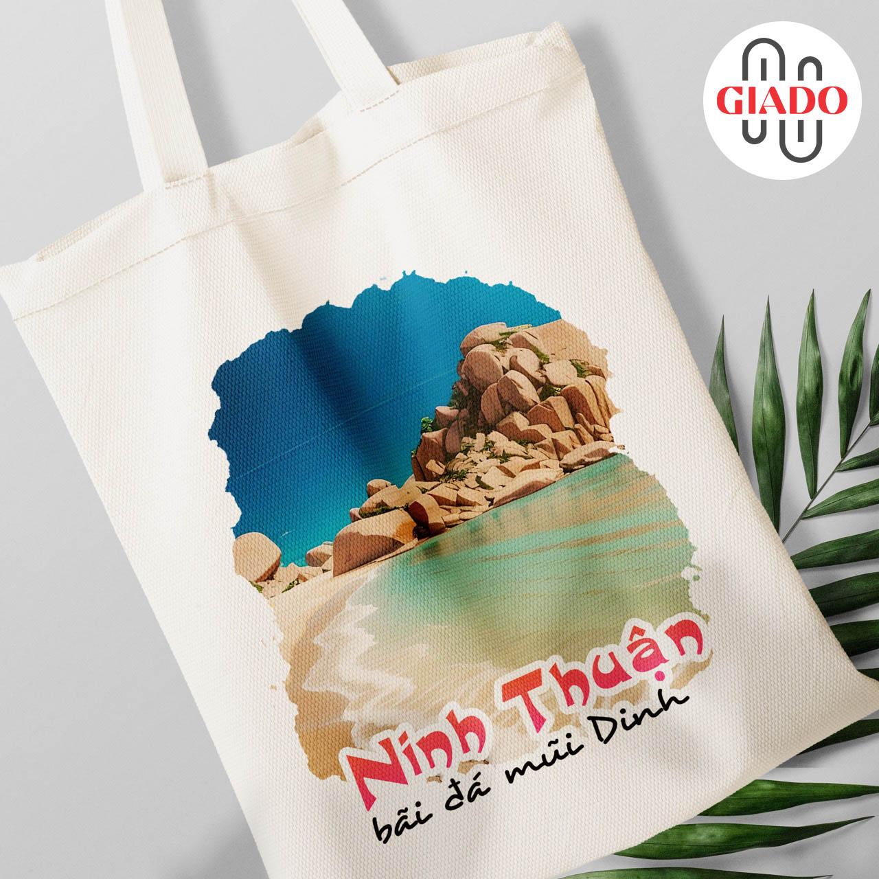 Túi canvas GIADO, túi vải bố, túi tote mẫu Ninh Thuận bãi đá mũi Dinh