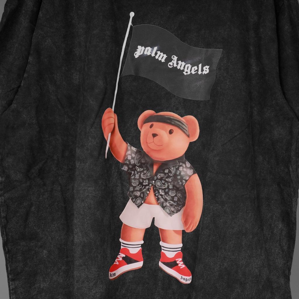 Áo thun loang đen PLAM ANGELS tay lỡ nam nữ chất liệu 100% cotton cao cấp dáng unisex