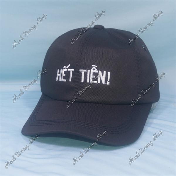 Nón kết thêu chữ Hết Tiền có khóa tăng giảm size phía sau - Đen