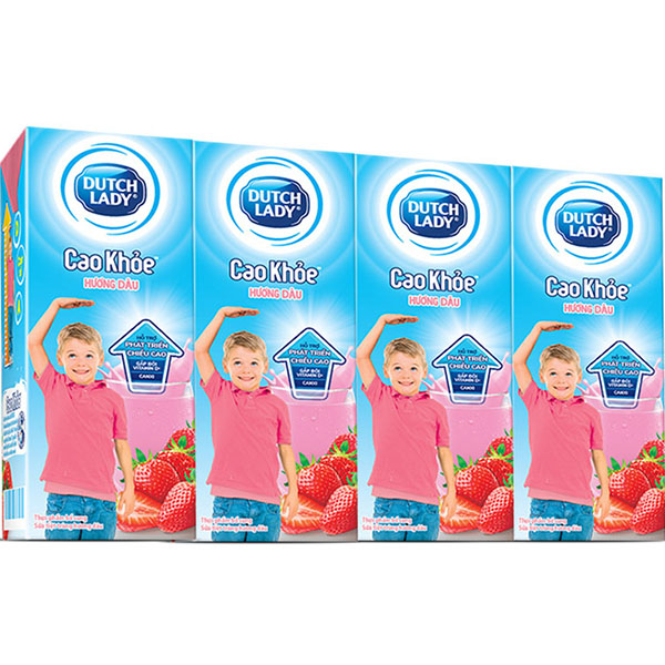 Thùng 48 Hộp Sữa Uống Dutch Lady Cô Gái Hà Lan Vị Dâu Cao Khỏe