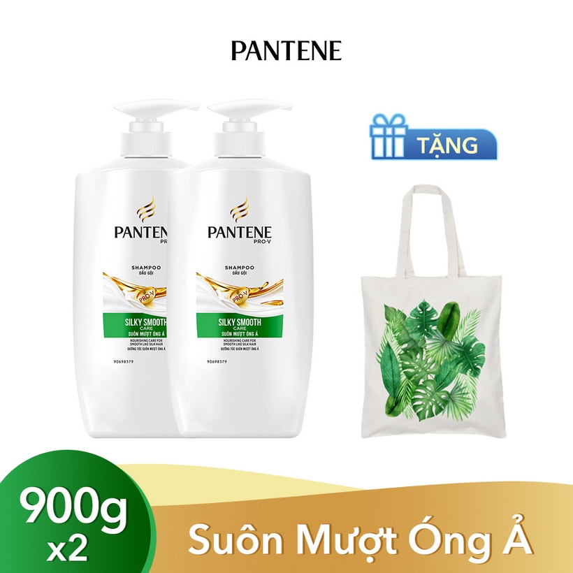 Combo 2 Dầu Gội Pantene Suôn Mượt Óng Ả 900g  [Tặng túi Canvas Lá Xanh]