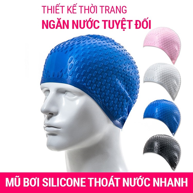 Mũ Bơi Người Lớn, Trẻ Em Silicone Siêu Co Giãn – Chọn Màu, Siêu Bền, Siêu Mềm, Chống Thấm Nước Loại Có Gai - Hàng Chính Hãng dododios