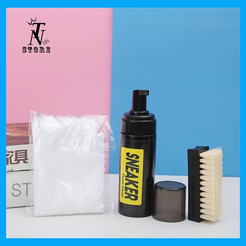 Bộ vệ sinh giày sneaker 3 món gồm chai tạo bọt tuyết, bàn chải, khăn lau giày-TN