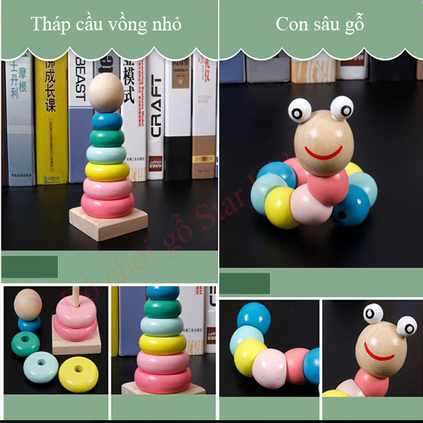Combo 8 món đồ chơi gỗ an toàn cho bé- phát triển trí tuệ- vận động cho bé