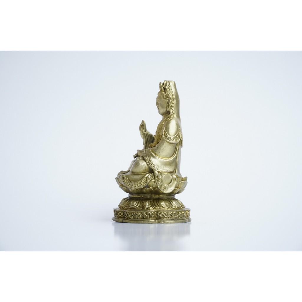 Tượng Phật Quán Thế Âm Bồ Tát bằng đồng ngồi - Cao 10cm