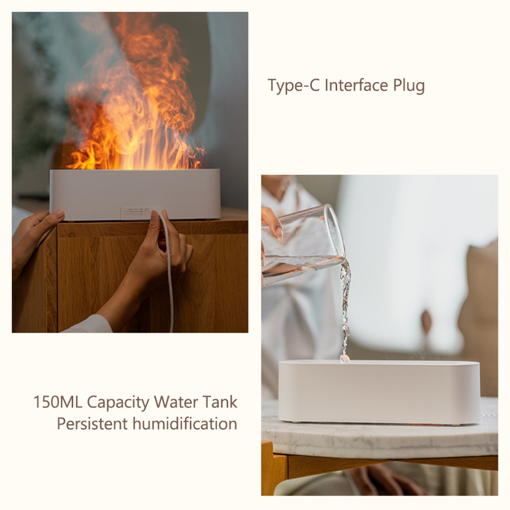 Xiaomi youpin deqian flame aromatherapy humidifier 150ml nguồn điện type-c, với đèn đầy màu sắc bảo vệ power-off