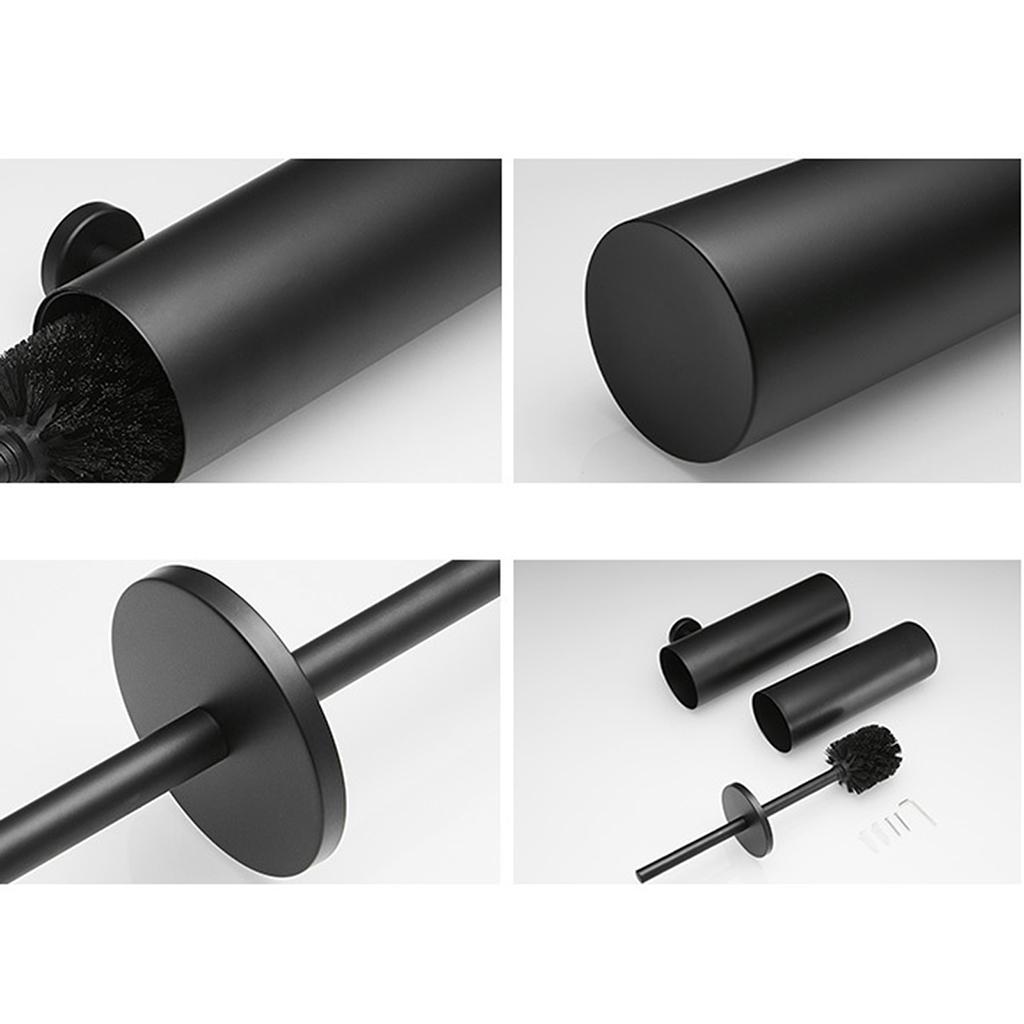 Wall Mounted Toilet Brush Detachable Brush Head for Bathroom black matte