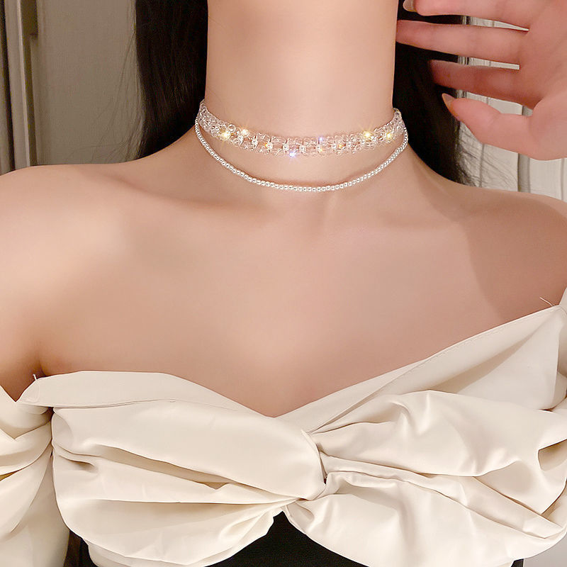 Dây chuyền vòng cổ mix ngọc trai và hạt cườm hot girl sang chảnh choker xinh đẹp
