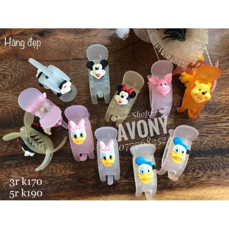 Kẹp càng cua 3 - 5 răng nhựa nhám trong đính icon Disney cao cấp