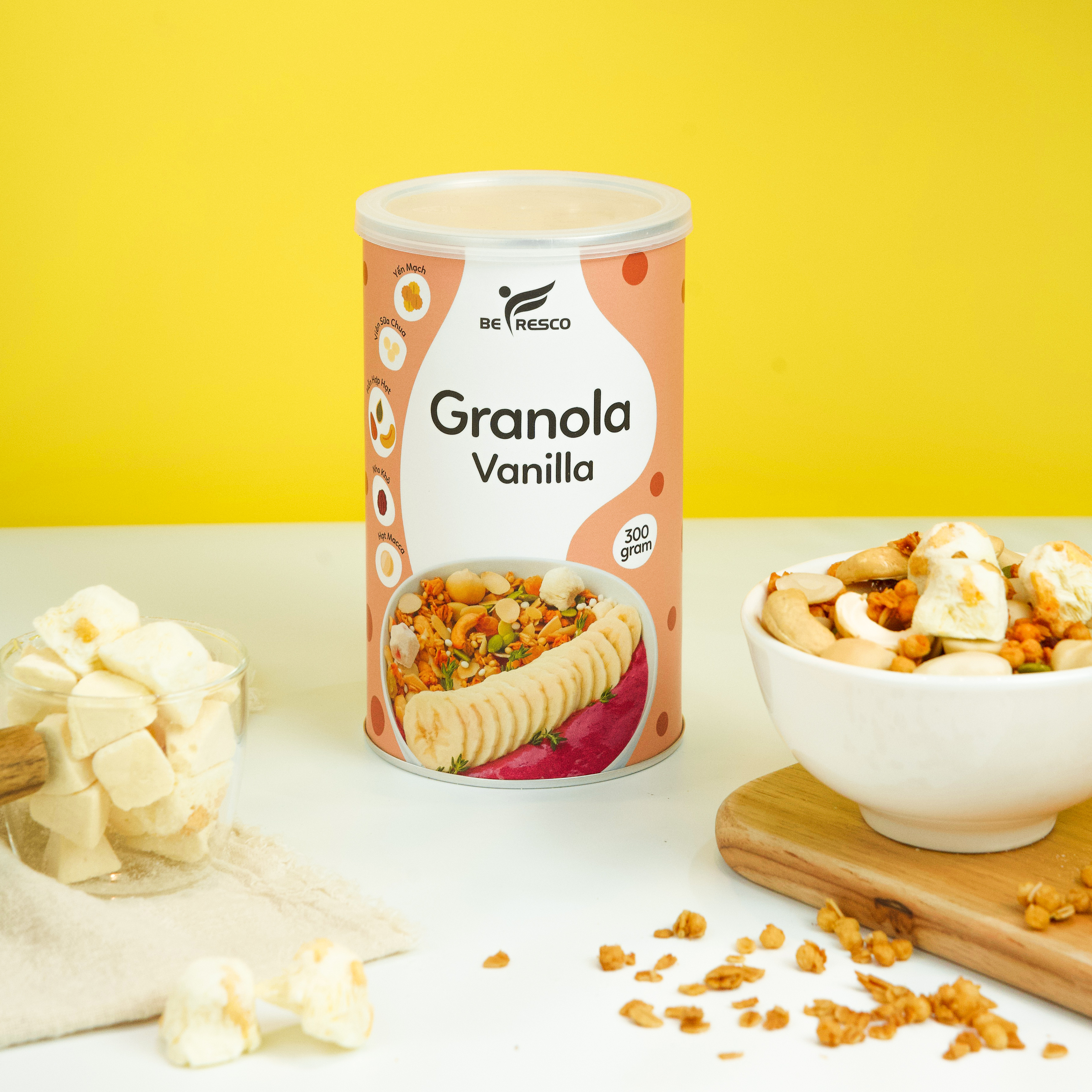 Ngũ Cốc Ăn Kiêng Granola Vanilla Mix Hạt, Trái Cây Sấy 300g Befresco