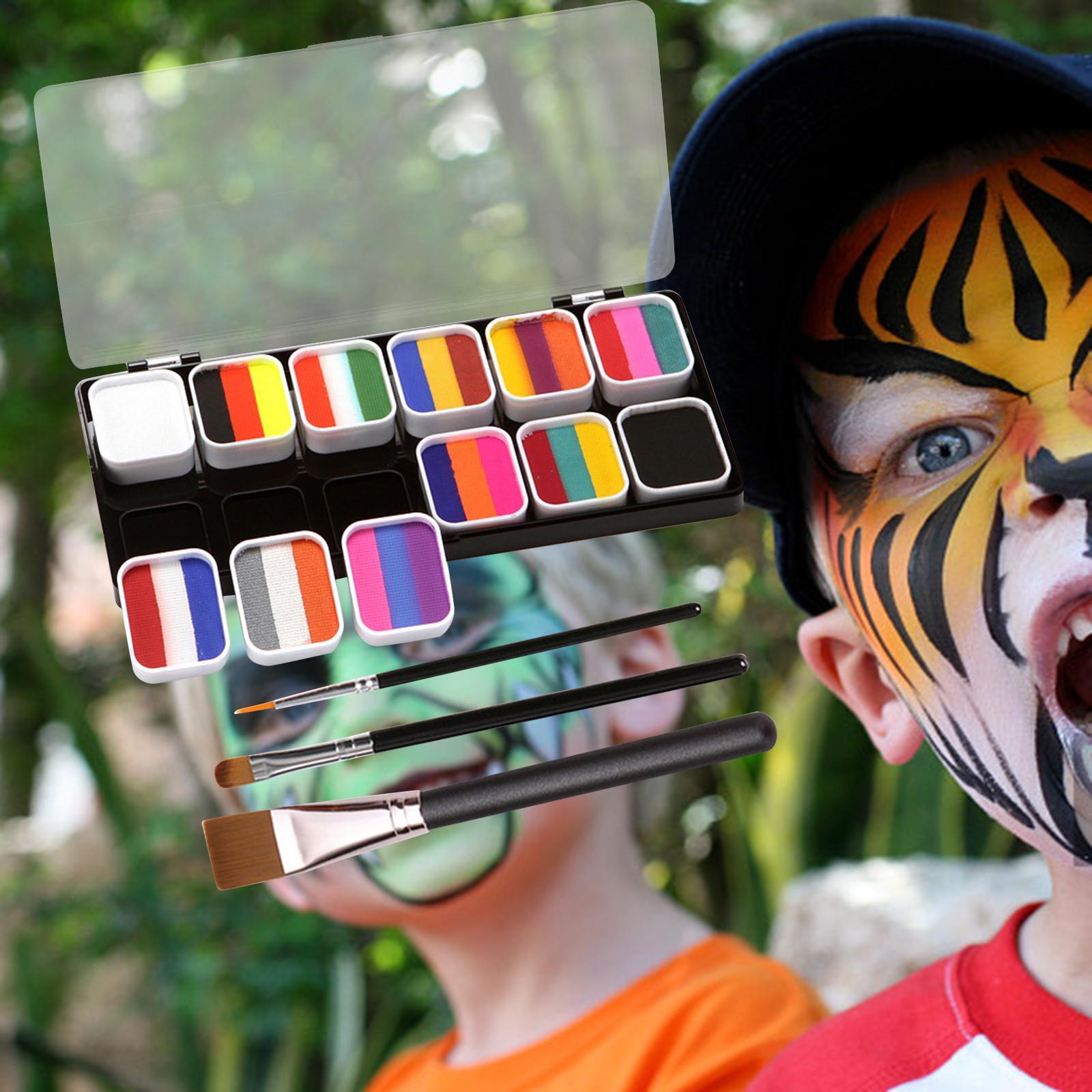 Professional Face Body Paint Kit 3 Brushes Painting Facepaint Party