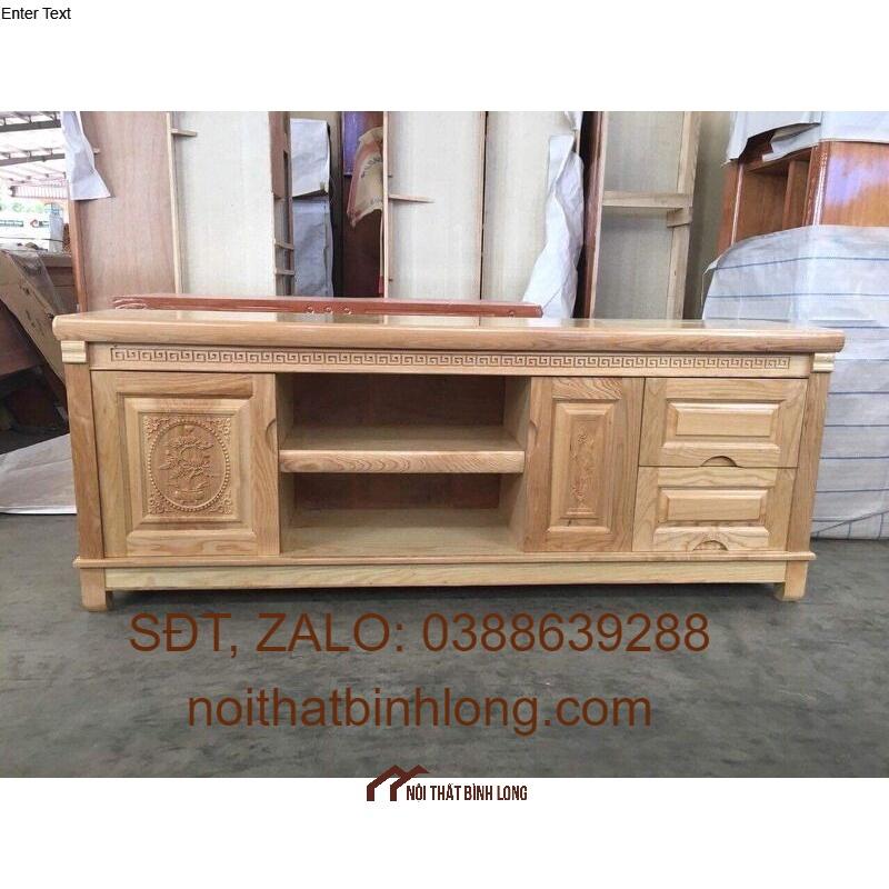 Tủ ti vi gỗ sồi 18M mặt phẳng