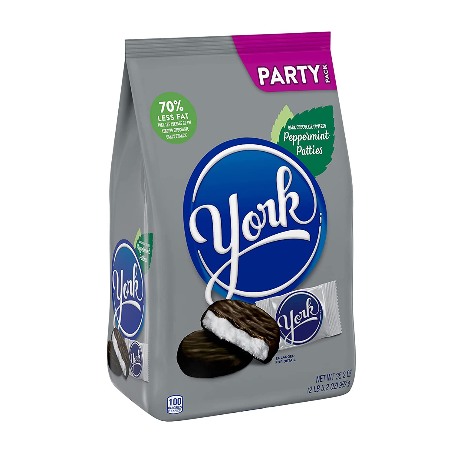 COMBO 25 VIÊN SOCOLA ĐEN BỌC BẠC HÀ YORK Dark Chocolate Peppermint Patties Candy, Gluten Free, 340g