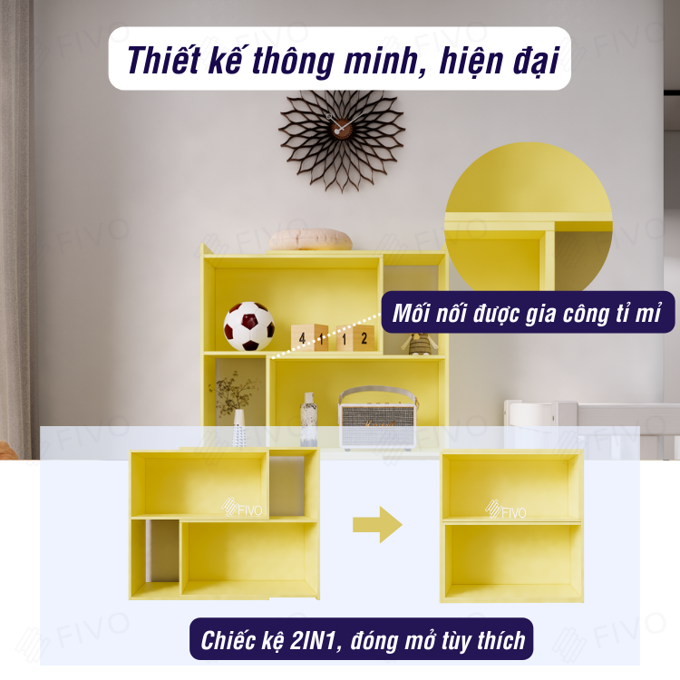 Kệ Sách Đa Năng Cho Bé FIVO FB71 Màu Vàng, An Toàn, Đa Dụng Với Tính Năng Đóng Mở Tiện Lợi, Dễ Dàng Lắp Ráp