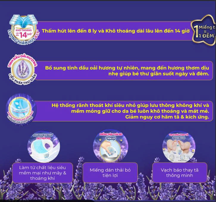 (New) Tã bỉm QUẦN Molfix Sweet Dream siêu cao cấp với tinh dầu oải hương lavender cho bé size M/L/XL/XXL