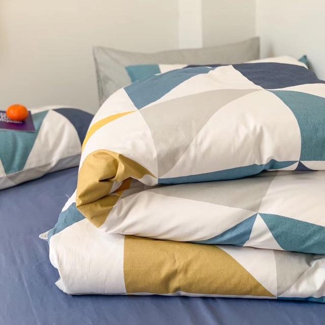 Set Cotton Living 100% cotton Hàng Nhập Khẩu Cao Cấp 4 món hoạ tiết tam giác
