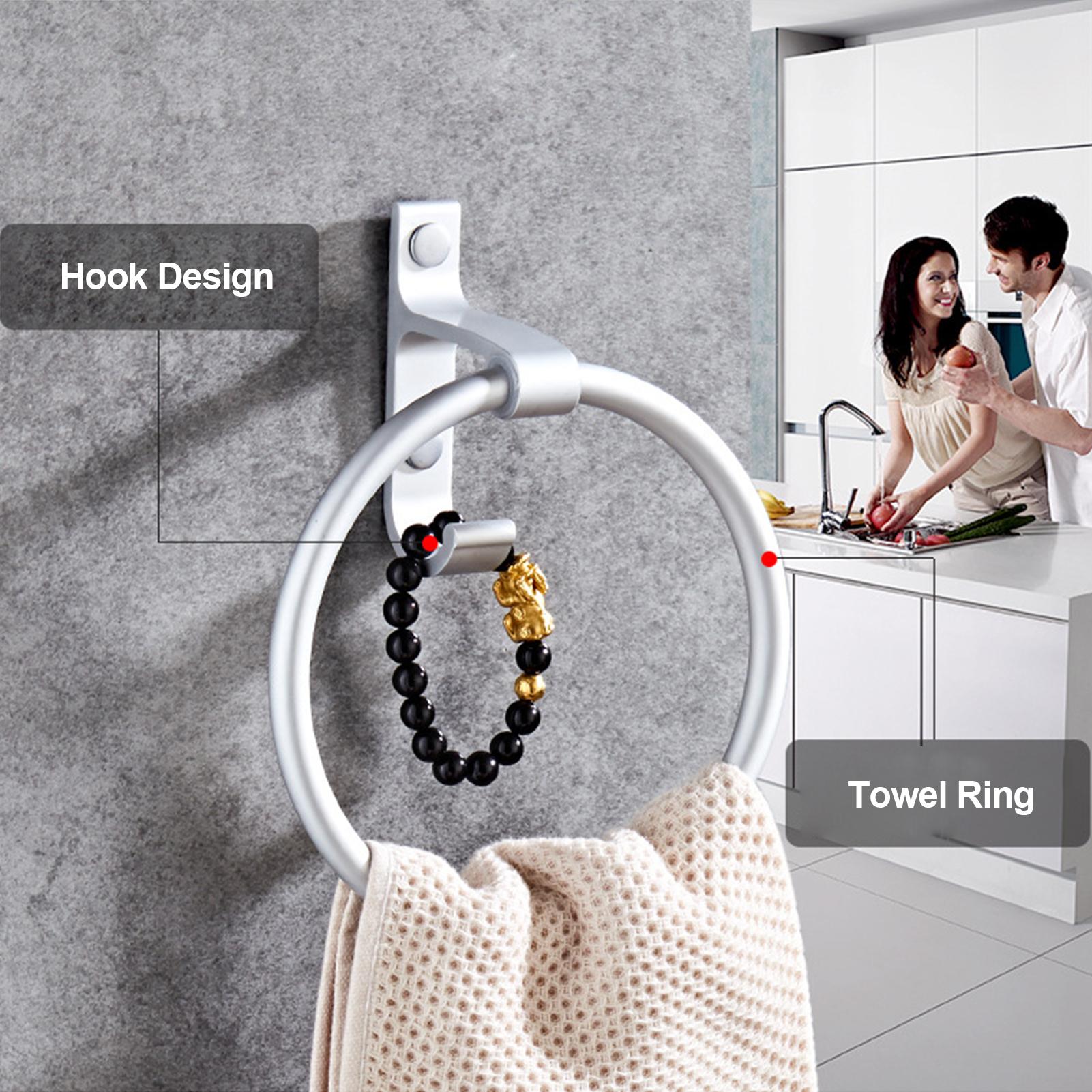 Móc treo khăn hình tròn, giá treo khăn bằng sắt, có độ bền cao, chịu đươc trọng lượng nặng, tiết kiệm không gian