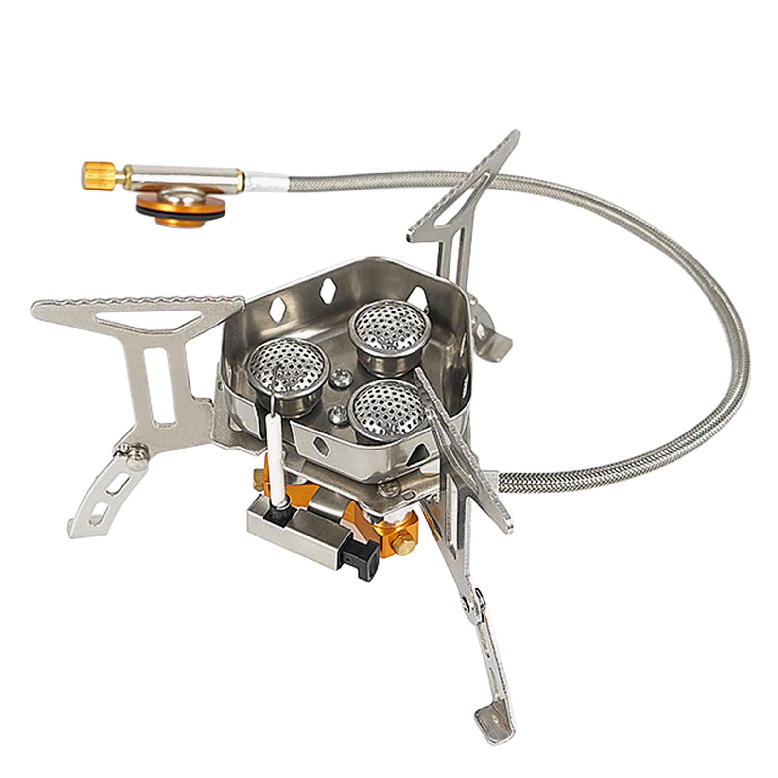 5800W Foldable Camping Gas Stove 3 Burners Piezo Ignition Lightweight Windproof Backpacking Stove Outdoor Cooking Stove