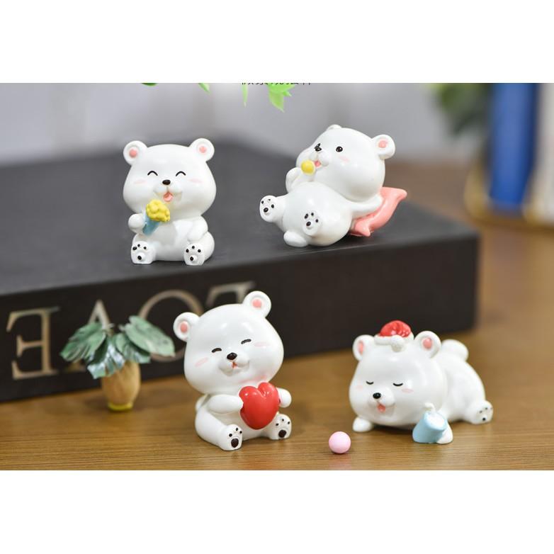 KHO-HN * Mô hình gấu trắng Bắc Cực mũm mĩm dễ thường trang trí tiểu cảnh, móc khóa, terrarium, DIY
